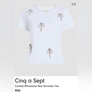 Cinq a Sept White Tee with Rhinestone Bows